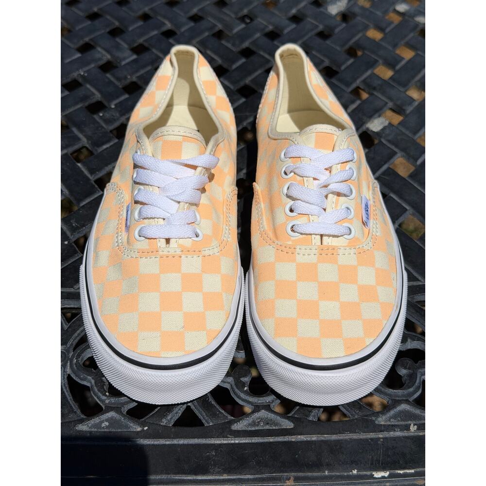 Vans Authentic Checkerboard Apricot Shoes Women’s Sz 9 Men’s Sz 7.5 NWOT - Picture 2 of 8